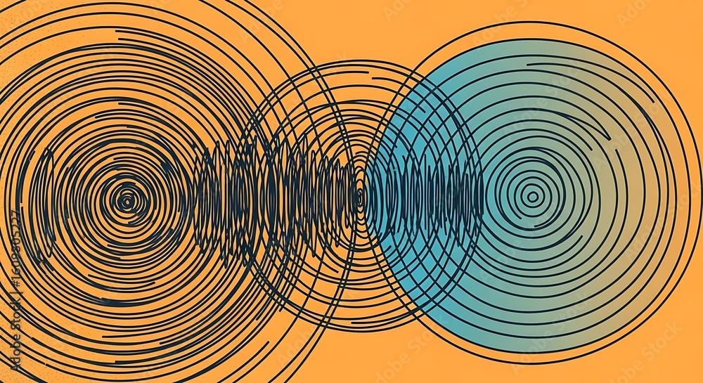 Fototapete abstract concentric circles with intersecting wave patterns create a modern design
