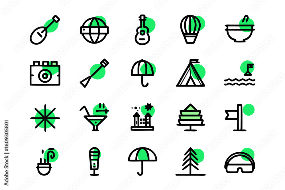 Aufkleber professional outline graphics collection featuring diverse symbols for business and technology appli