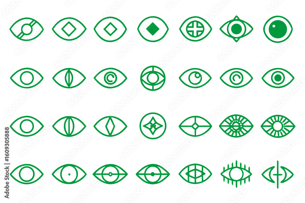 Aufkleber comprehensive collection of eye related graphic elements featuring distinct visual representations f