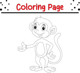 Baby Monkey Jungle Animal Coloring Page