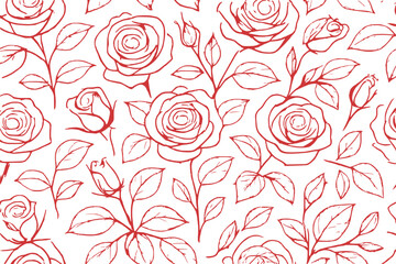 Red Roses Seamless Pattern Vector