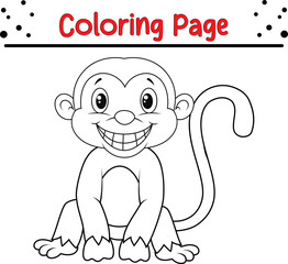 Baby Monkey Jungle Animal Coloring Page