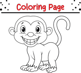 Baby Monkey Jungle Animal Coloring Page
