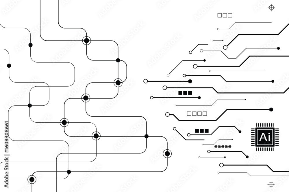 Poster abstract futuristic circuit board illustration, circuit board with 