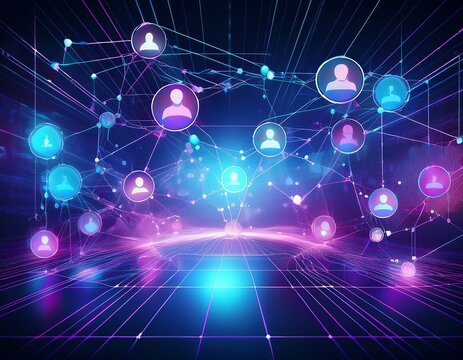 blue and purple social network interface