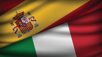 Fototapeta premium High Quality background with Two Flags of Italy and Spain