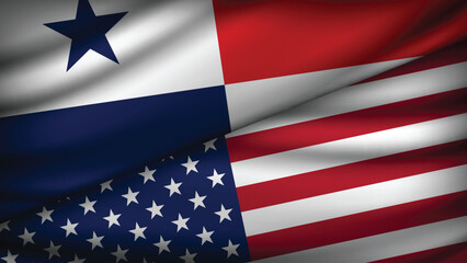 High Quality background with Two Flags of Panama and USA