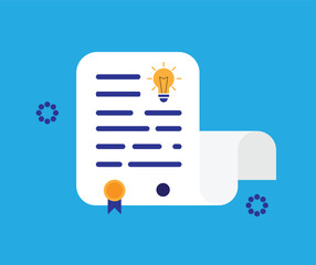 Simple Business Start Up Document Idea with Light Bulb. Paper work and important documentation vector art