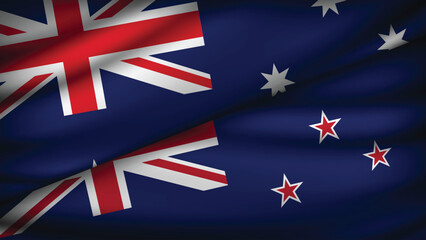 High Quality background with Two Flags of Australia and New Zealand