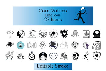 Twenty seven core values icons for business and professional use