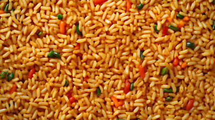 Close-up shot of cooked rice with visible vegetables throughout the dish.