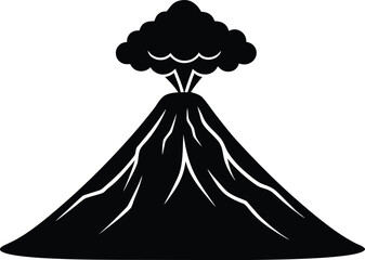 volcano eruption icon,volcano eruption with lava black silhouette vector illustration © Silhouette Store12