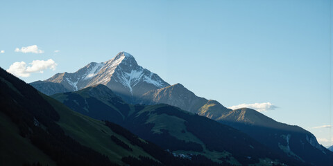 Fototapeta premium Mountains Snow Peak Sunny Mountain Landscape in Alps