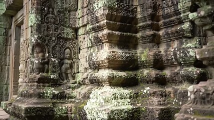 Intricate stone carvings on ancient temple walls - Powered by Adobe
