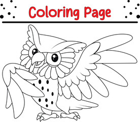 Owl outline coloring book page 