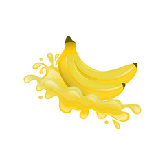 two bananas with splashes on white background
