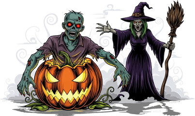 Halloween Night: The Witch's Curse and the Pumpkin Zombie