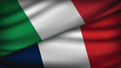 High Quality background with Two Flags of France and Italy