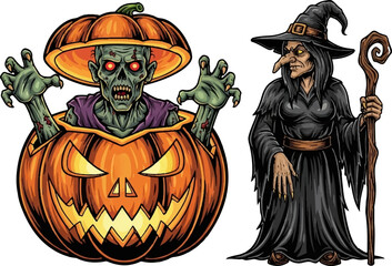 Halloween Night: The Witch's Curse and the Pumpkin Zombie