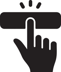 Fototapeta premium Finger pushing a button with radiating lines black white