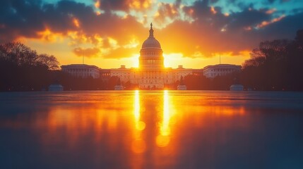 US Capitol building at sunset or sunlight, Washington, DC, USA