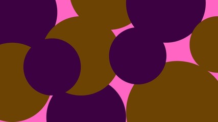Abstract circles in dark brown and purple on a vibrant pink background. Perfect for modern design, wallpapers, and creative projects