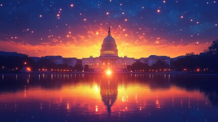US Capitol building at twilight, Washington, DC, USA