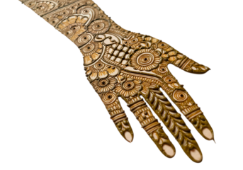 Intricate Henna Tattoo on a Womans Hand Detailed Design and Elegant Application on transparent background