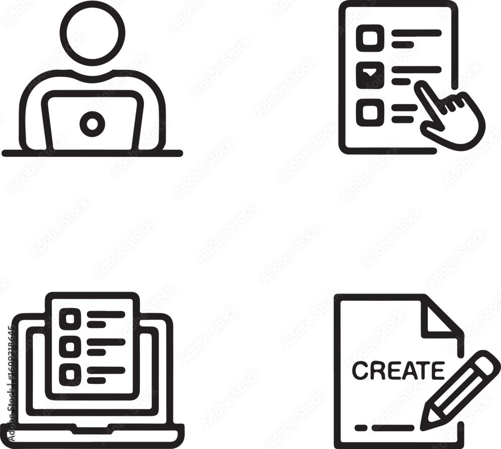 Poster person using laptop checklist and document creation vector
