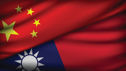 High Quality background with Two Flags of China and Taiwan