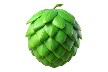 Single green hop cone isolated on transparent background