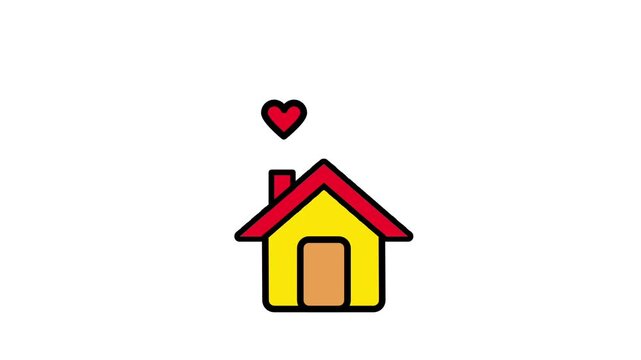 Red home icon represents household space, shelter, residential zones, and general housing structures in urban or suburban communities