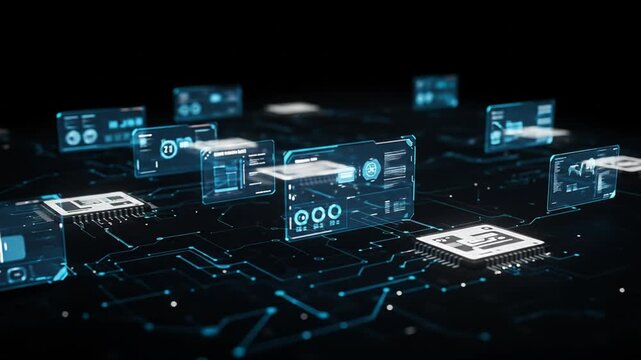 Advanced 3D server nodes connected through illuminated data channels in virtual grid environment