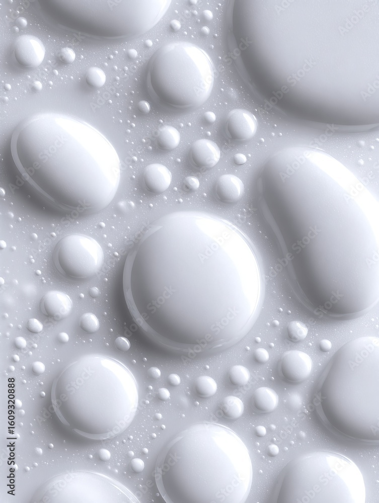 Poster high-resolution close-up of uniform water droplets on smooth matte surface with soft natural light, 
