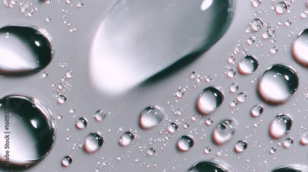 Aufkleber high-resolution close-up of uniform water droplets on smooth matte surface with soft natural light, 
