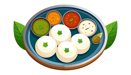 Indian Idli platter with chutneys
