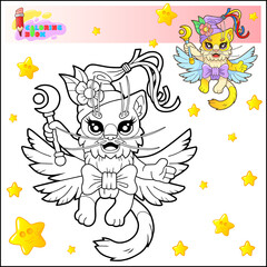 cute cat fairy coloring book for kids