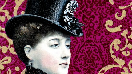 Victorian fashion portrait with ornate background