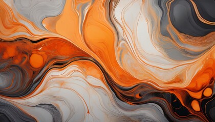 abstract marble texture with fiery orange and dark gray tones and intricate patterns
