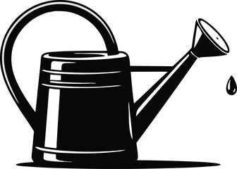 Obraz premium Black and white vintage style watering can illustration