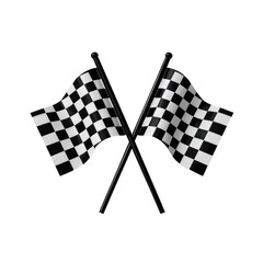 Crossed Checkered Racing Flags Isolated on Transparent Background, Generative AI