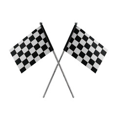 Crossed Checkered Racing Flags Isolated on Transparent Background, Generative AI