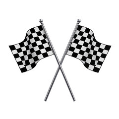 Crossed Checkered Racing Flags Isolated on Transparent Background, Generative AI