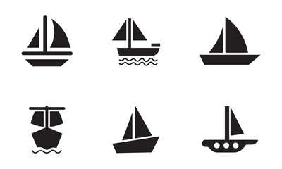Sailboat icon silhouette vector illustration. Contains such Icons as ocean, transport, transportation, yacht, vacation,  boat, cap, water and more. Marine transportation in vector format. 