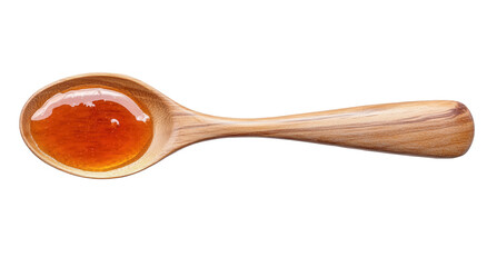 Golden honey glistening on wooden spoon, perfect for culinary creations and natural sweetness