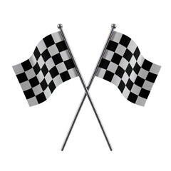 Fototapeta premium Crossed Checkered Racing Flags Isolated on Transparent Background, Generative AI
