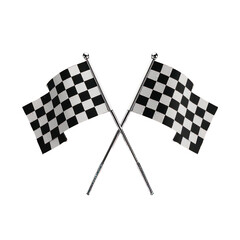 Fototapeta premium Crossed Checkered Racing Flags Isolated on Transparent Background, Generative AI