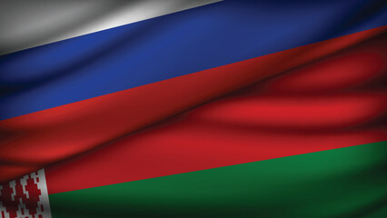 High Quality background with Two Flags of Russia and Belarus