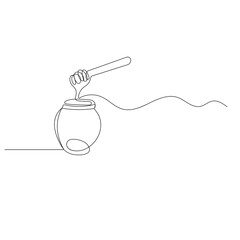 Honey dripping icon   continuous one line drawing of outline vector illustration