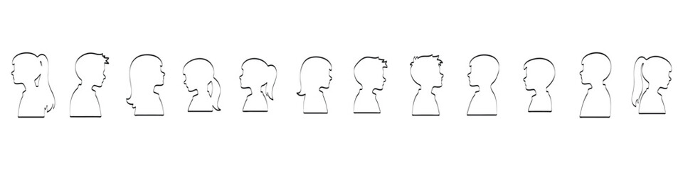 Boy and Girl Side Profile Line Art  Portrait